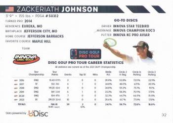 2022 Disc Golf Pro Tour #32 Zackeriath Johnson Back